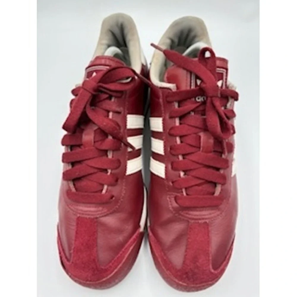 ADIDAS Samoa Size 9.5 Burgundy Maroon White Leather Low Top Sneakers Retro